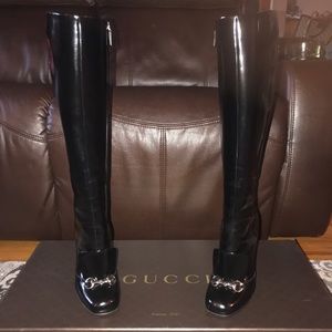 Women’s patent leather Gucci boots